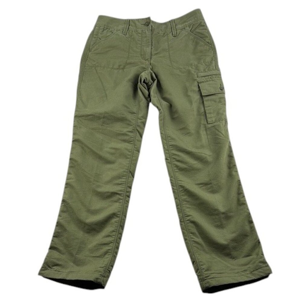 Lands' End Pants Cargo Lined Mid Weight Green Women's Size 8